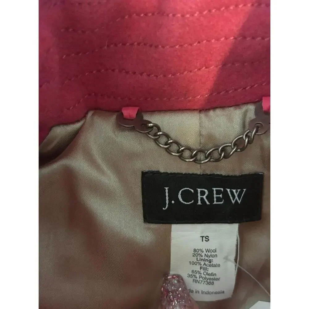 Womens Size Tall Small J crew Pea Coat breasted Wool blend lined Pink Old Money‎